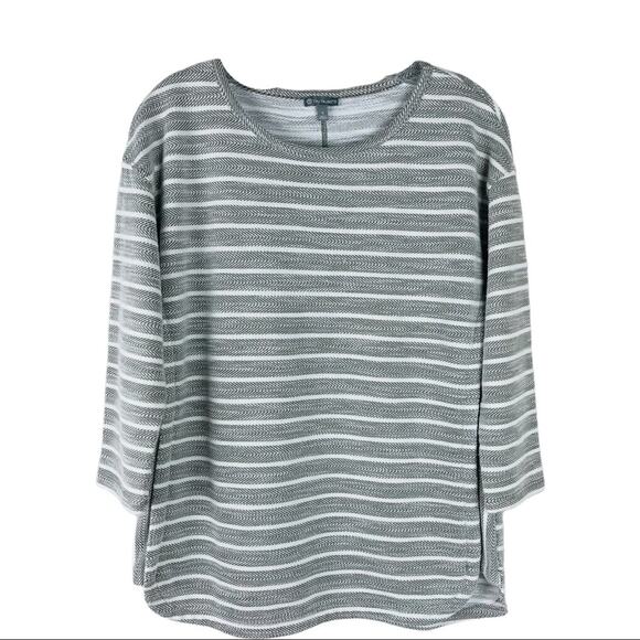 T by Talbots green white stripe coastal textured pullover beach lounge top small - Picture 1 of 8